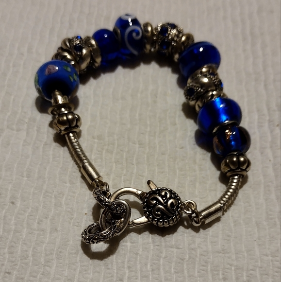 Pandora style spiner Sapphire blue bracelet - Picture 7 of 16